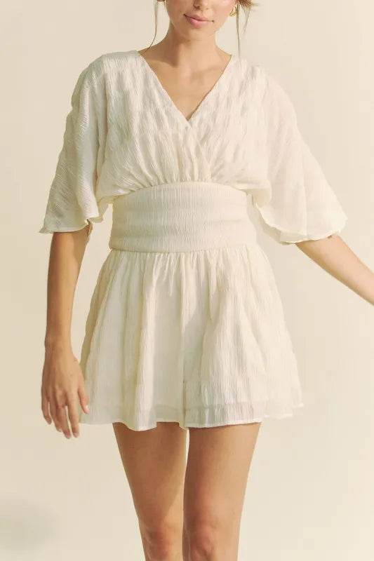 Davi & Dani Batwing Sleeve Waist Belt Romper - Shop Style & More | Fresh Looks, Everyday Deals & Free Shipping