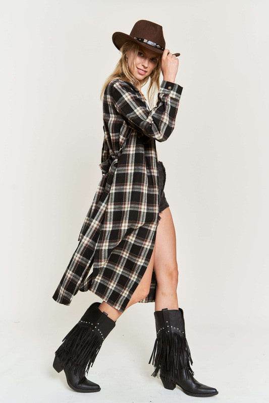 PLAID PRINT COLLAR LONG SHIRT DRESS PLUS - Shop Style & More | Fresh Looks, Everyday Deals & Free Shipping
