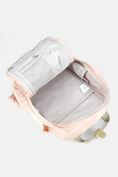 Himawari Contrast Waterproof Canvas Backpack Bag with Round Label - Shop Style & More | Fresh Looks, Everyday Deals & Free Shipping