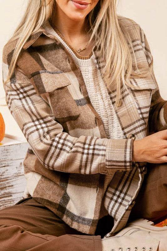 Women Flannel Plaid Double Flap Pocket Jackets - Shop Style & More | Fresh Looks, Everyday Deals & Free Shipping