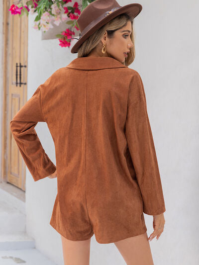 Lapel Collar Long Sleeve Romper Jumpsuits