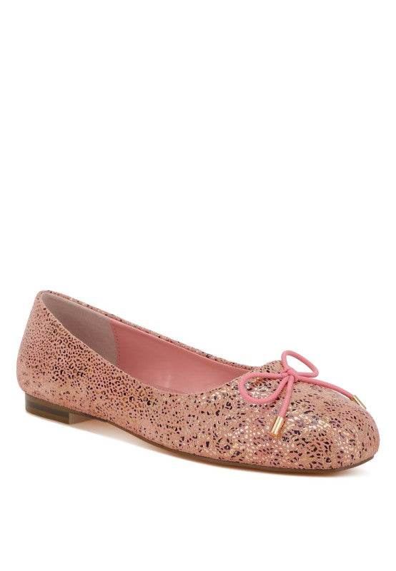 Apollon Bow Detail Foil Print Suede Ballerinas - Shop Style & More | Fresh Looks, Everyday Deals & Free Shipping