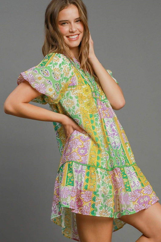 Umgee Full Size Smocked Floral Puff Sleeve Mini Dress Plus Size - Shop Style & More | Fresh Looks, Everyday Deals & Free Shipping