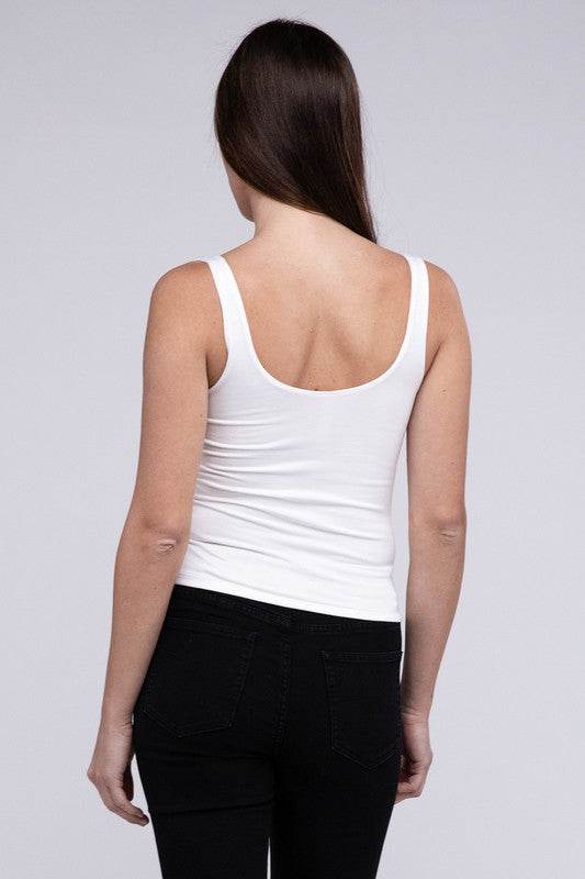 Premium Rayon Double Layered V-Neck Tank Top - Shop Style & More | Fresh Looks, Everyday Deals & Free Shipping