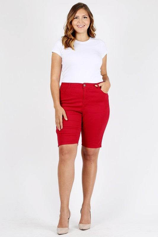 Plus Size High Waist Solid Stretch Short Pants - Shop Style & More | Fresh Looks, Everyday Deals & Free Shipping