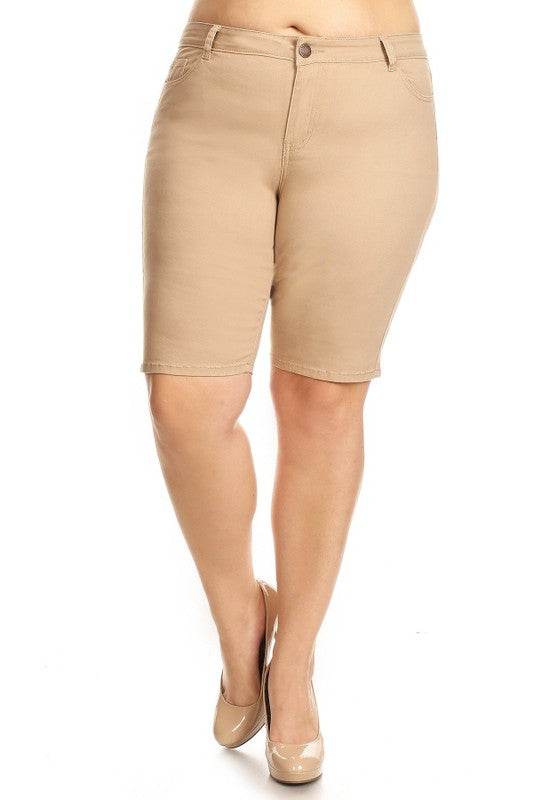 Plus Size High Waist Solid Stretch Short Pants - Shop Style & More | Fresh Looks, Everyday Deals & Free Shipping