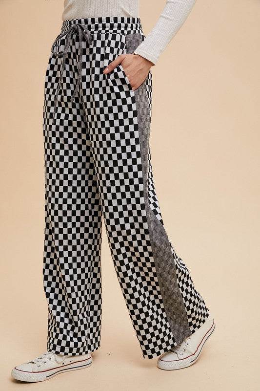 Annie Wear Drawstring Checkered Wide Leg Pants - Shop Style & More | Fresh Looks, Everyday Deals & Free Shipping