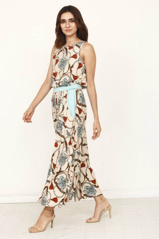 Blouson Chain Tassel Print Cropped Jumpsuit - Shop Style & More | Fresh Looks, Everyday Deals & Free Shipping