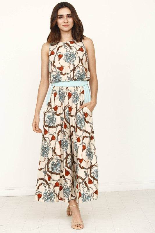 Blouson Chain Tassel Print Cropped Jumpsuit - Shop Style & More | Fresh Looks, Everyday Deals & Free Shipping