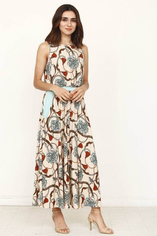 Blouson Chain Tassel Print Cropped Jumpsuit - Shop Style & More | Fresh Looks, Everyday Deals & Free Shipping