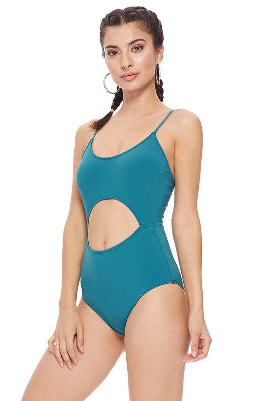 SOLID CUTOUT ONE PIECE SWIMSUIT - Shop Style & More | Fresh Looks, Everyday Deals & Free Shipping