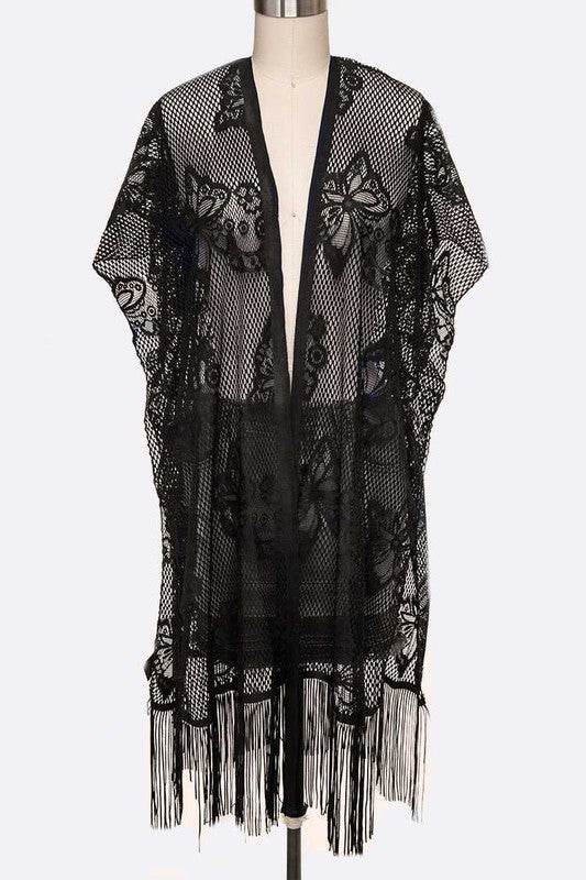Open Knit Fringe Lace Kimono Cardigan - Shop Style & More | Fresh Looks, Everyday Deals & Free Shipping