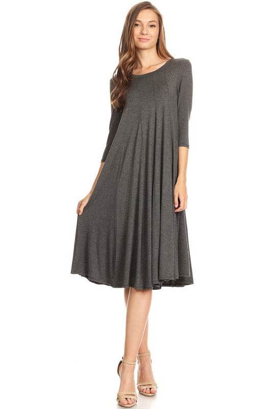 Solid jersey knit a-line dress - Shop Style & More | Fresh Looks, Everyday Deals & Free Shipping
