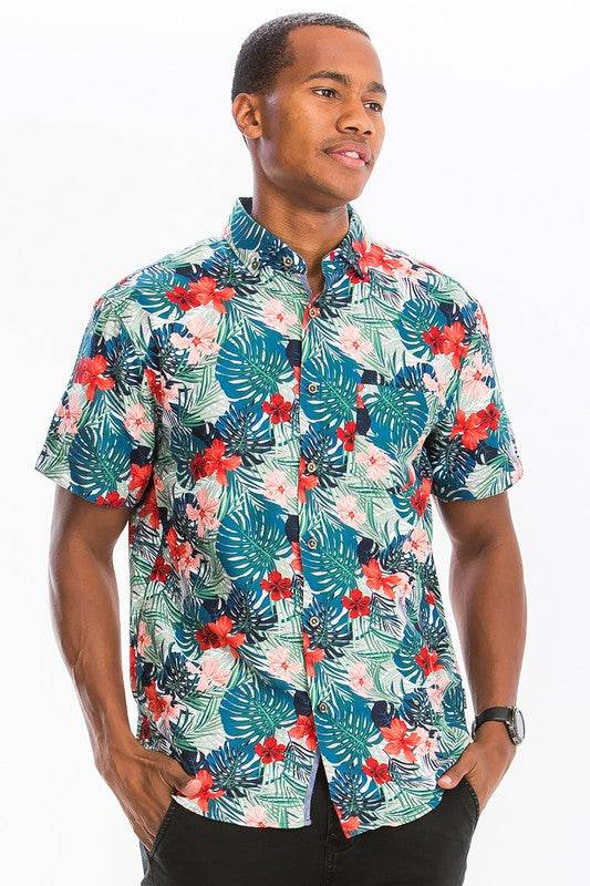 Weiv Mens Print Hawaiian Button Down Shirt WS7011 - Shop Style & More | Fresh Looks, Everyday Deals & Free Shipping