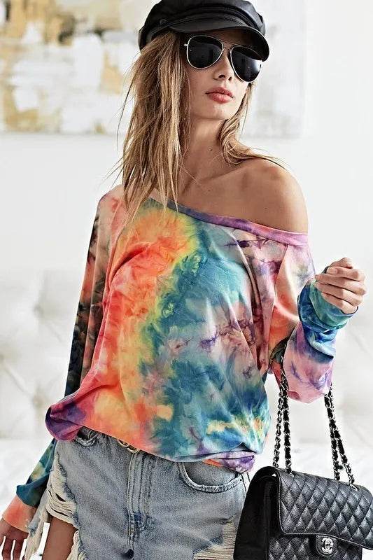 BiBi Tie Dye Soft Knit Jersey Top - Shop Style & More | Fresh Looks, Everyday Deals & Free Shipping