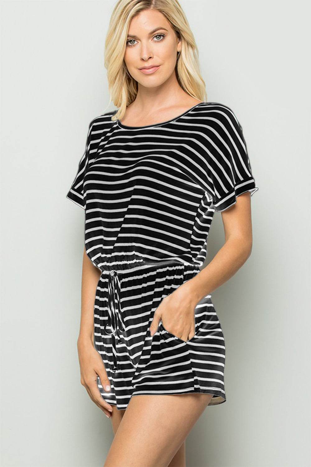 Heimish Full Size Striped Round Neck Short Sleeve Romper - Shop Style & More | Fresh Looks, Everyday Deals & Free Shipping