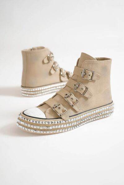 Beast Fashion Multi-Buckle Straps Studded Platform Sneakers - Shop Style & More | Fresh Looks, Everyday Deals & Free Shipping