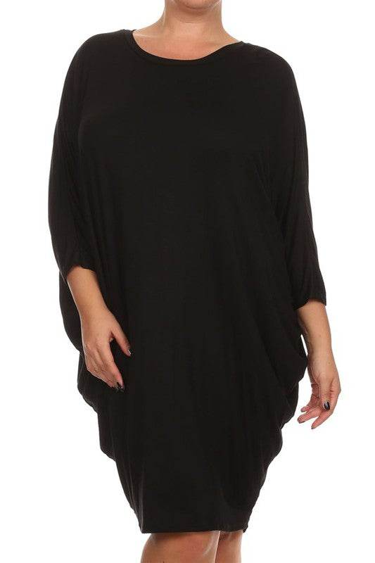 Solid 3/4 sleeve short midi dress - Shop Style & More | Fresh Looks, Everyday Deals & Free Shipping