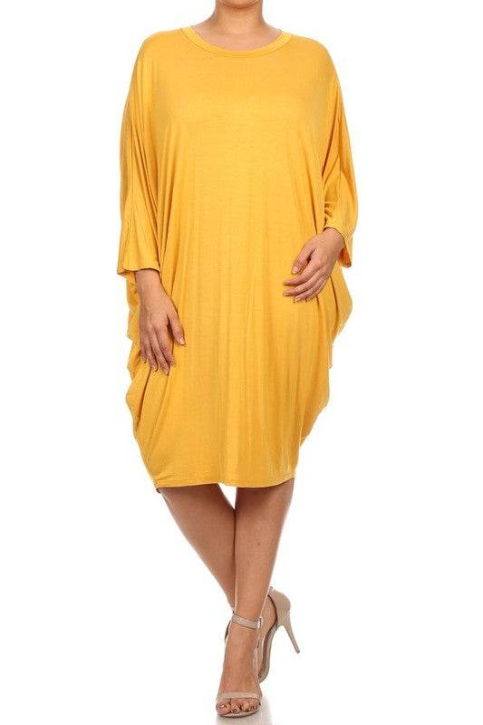Solid 3/4 sleeve short midi dress - Shop Style & More | Fresh Looks, Everyday Deals & Free Shipping