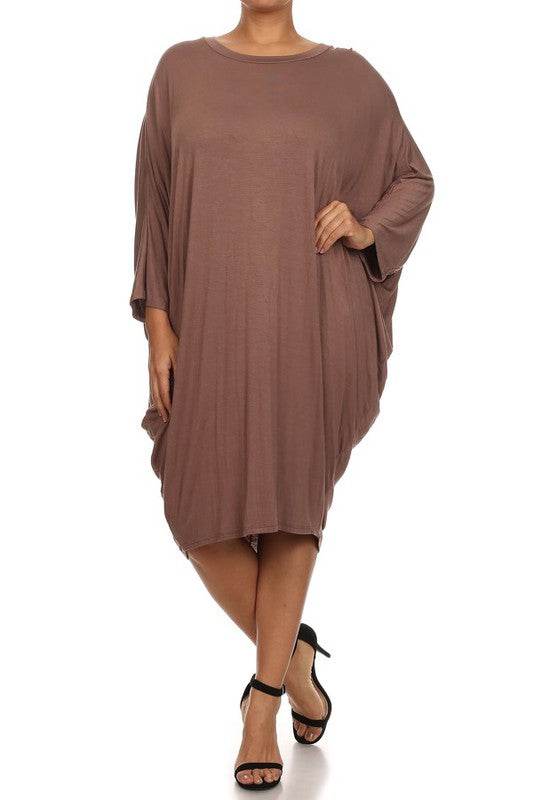 Solid 3/4 sleeve short midi dress - Shop Style & More | Fresh Looks, Everyday Deals & Free Shipping