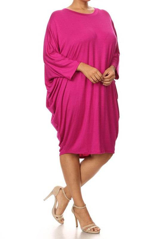 Solid 3/4 sleeve short midi dress - Shop Style & More | Fresh Looks, Everyday Deals & Free Shipping