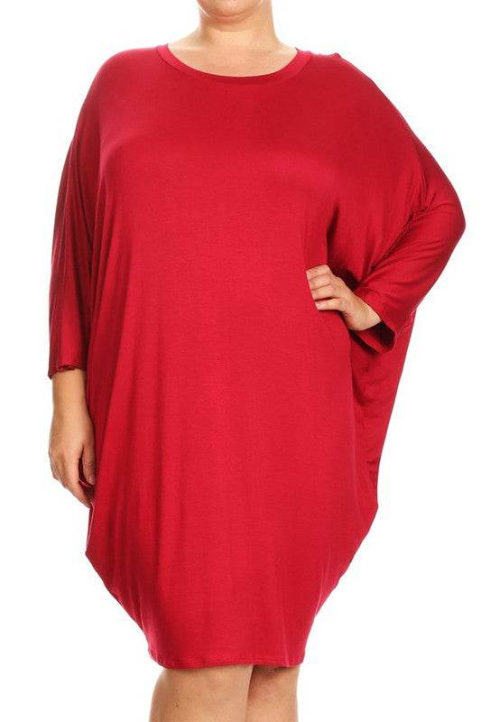 Solid 3/4 sleeve short midi dress - Shop Style & More | Fresh Looks, Everyday Deals & Free Shipping