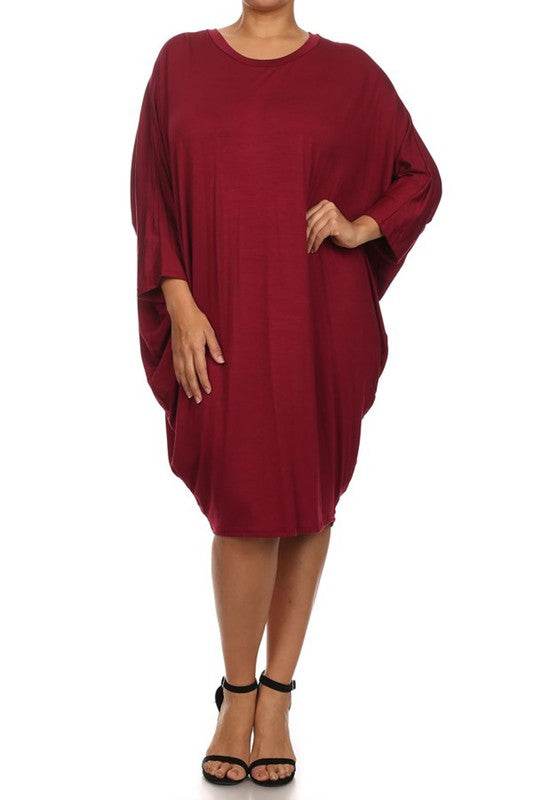 Solid 3/4 sleeve short midi dress - Shop Style & More | Fresh Looks, Everyday Deals & Free Shipping