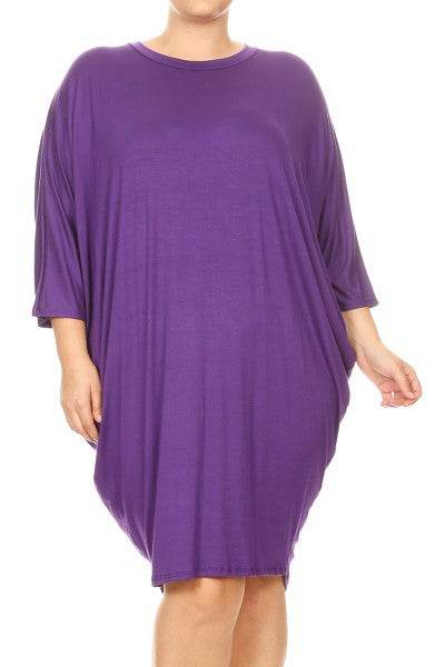Solid 3/4 sleeve short midi dress - Shop Style & More | Fresh Looks, Everyday Deals & Free Shipping