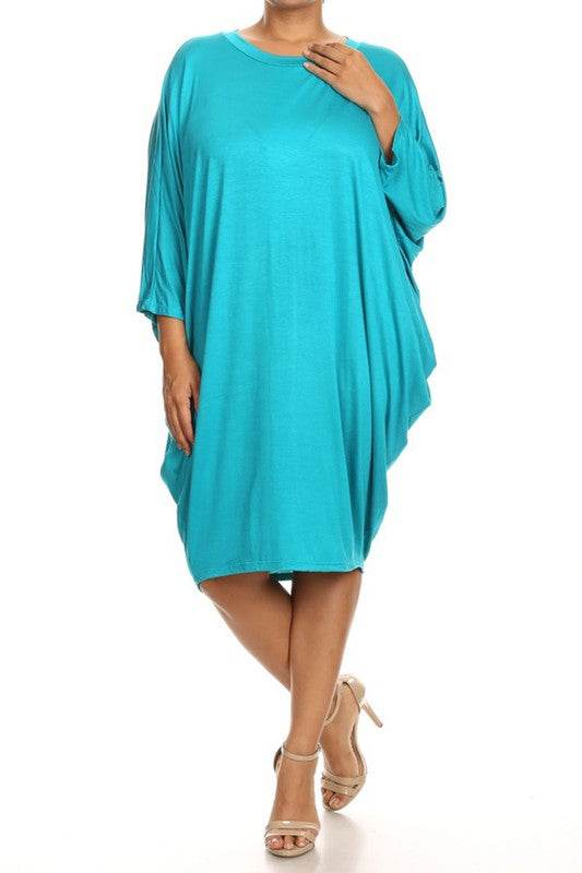 Solid 3/4 sleeve short midi dress - Shop Style & More | Fresh Looks, Everyday Deals & Free Shipping