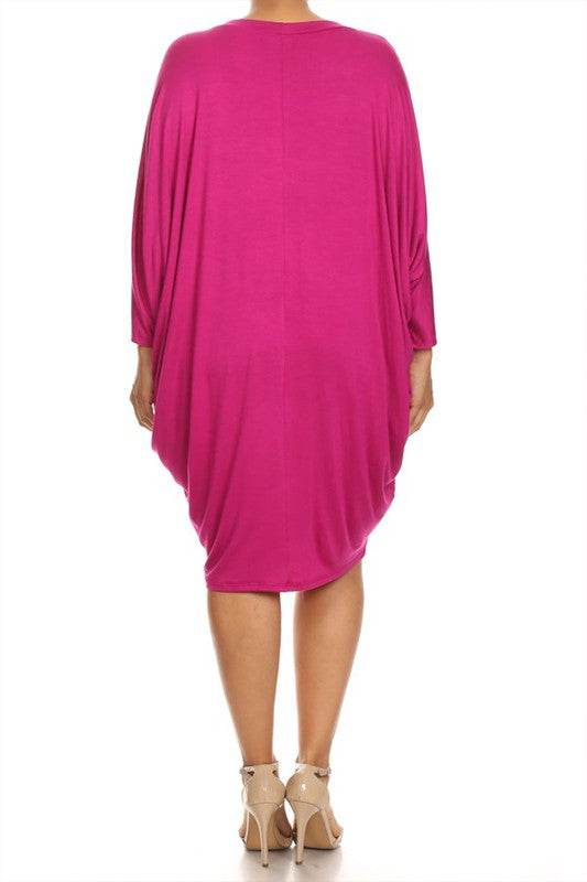 Solid 3/4 sleeve short midi dress - Shop Style & More | Fresh Looks, Everyday Deals & Free Shipping
