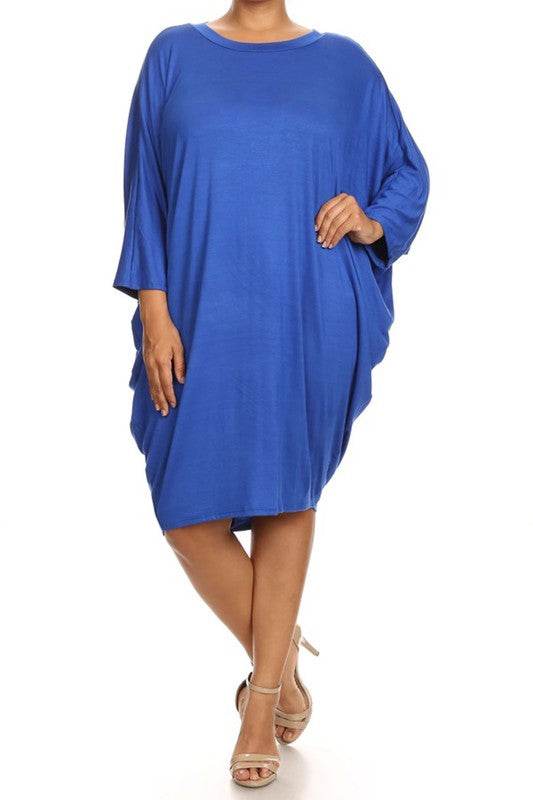 Solid 3/4 sleeve short midi dress - Shop Style & More | Fresh Looks, Everyday Deals & Free Shipping