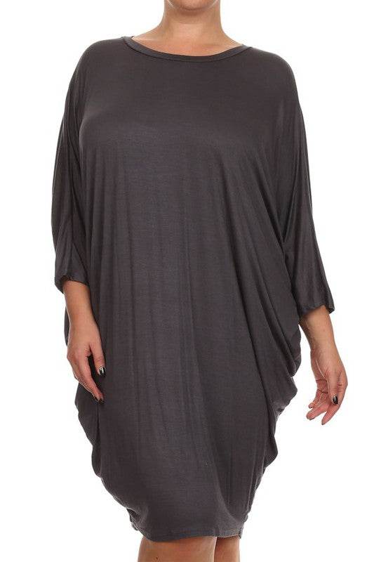 Solid 3/4 sleeve short midi dress - Shop Style & More | Fresh Looks, Everyday Deals & Free Shipping