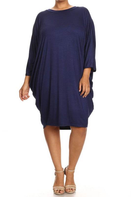 Solid 3/4 sleeve short midi dress - Shop Style & More | Fresh Looks, Everyday Deals & Free Shipping