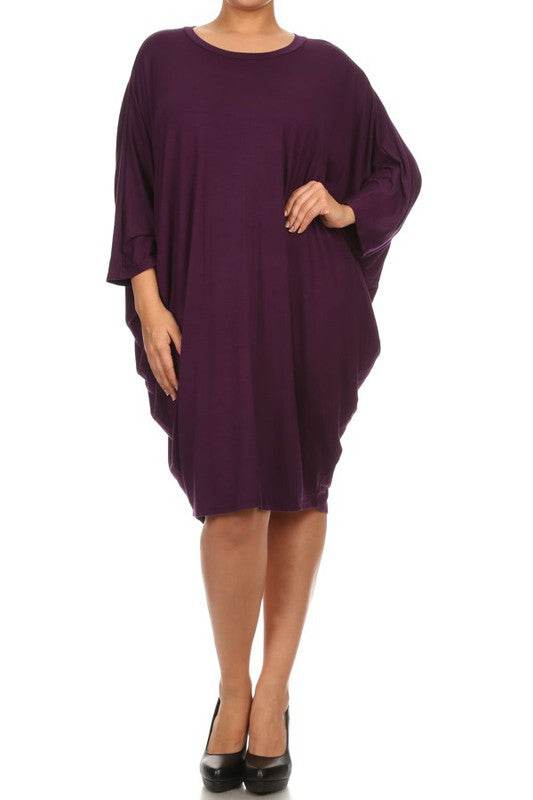 Solid 3/4 sleeve short midi dress - Shop Style & More | Fresh Looks, Everyday Deals & Free Shipping
