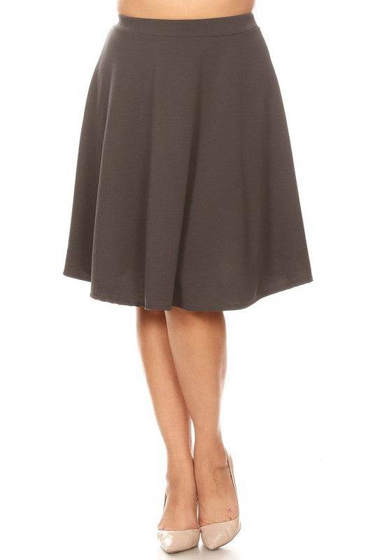 Solid high waisted A-line knee length skirt - Shop Style & More | Fresh Looks, Everyday Deals & Free Shipping