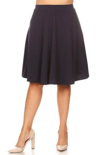 Solid high waisted A-line knee length skirt - Shop Style & More | Fresh Looks, Everyday Deals & Free Shipping