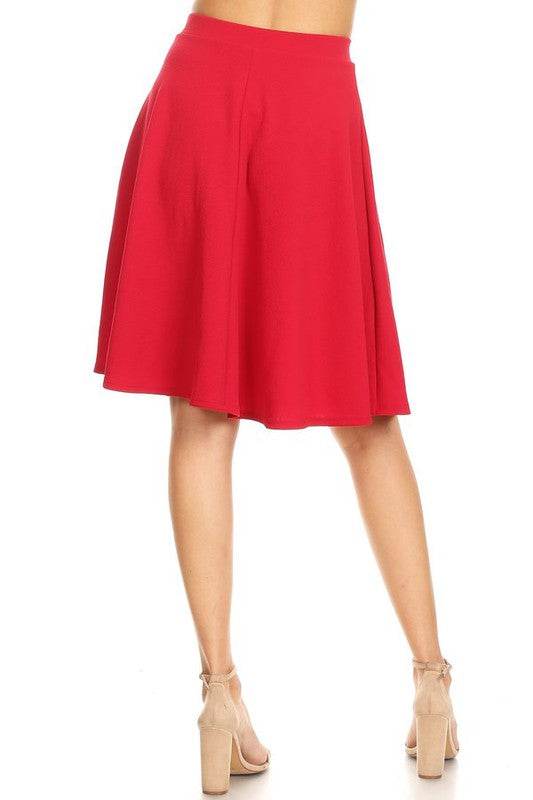 Solid high waisted A-line knee length skirt - Shop Style & More | Fresh Looks, Everyday Deals & Free Shipping