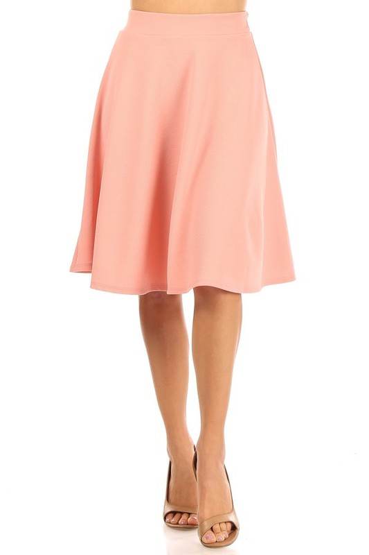 Solid high waisted A-line knee length skirt - Shop Style & More | Fresh Looks, Everyday Deals & Free Shipping