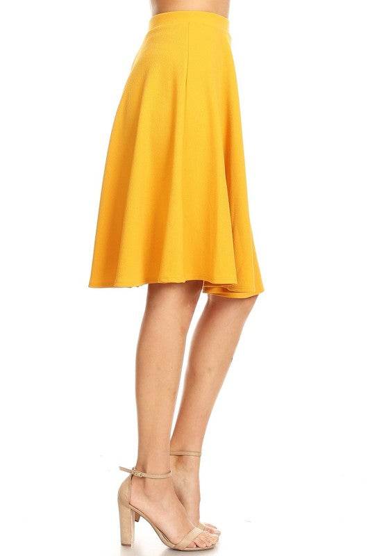 Solid high waisted A-line knee length skirt - Shop Style & More | Fresh Looks, Everyday Deals & Free Shipping