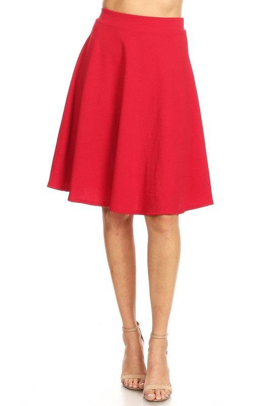 Solid high waisted A-line knee length skirt - Shop Style & More | Fresh Looks, Everyday Deals & Free Shipping