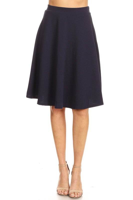Solid high waisted A-line knee length skirt - Shop Style & More | Fresh Looks, Everyday Deals & Free Shipping