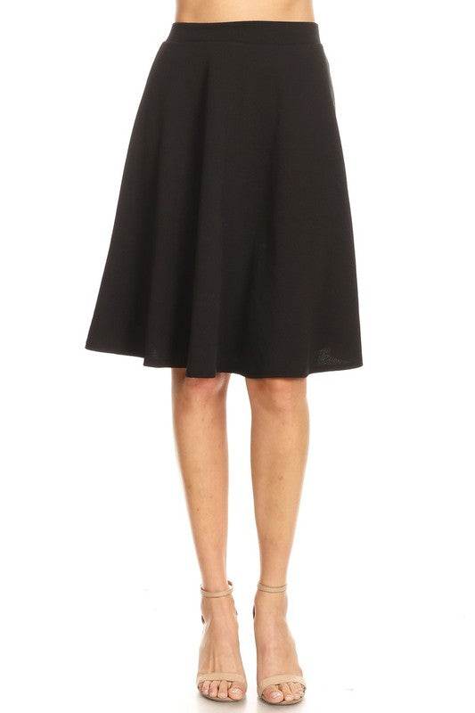 Solid high waisted A-line knee length skirt - Shop Style & More | Fresh Looks, Everyday Deals & Free Shipping