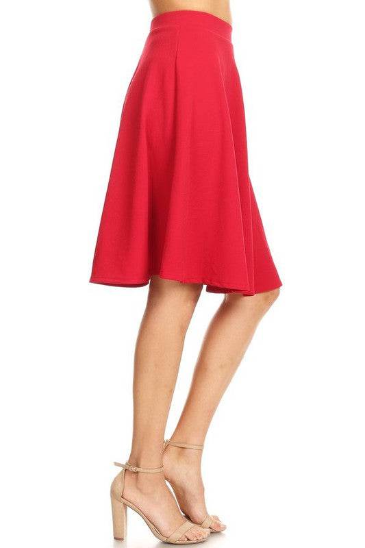 Solid high waisted A-line knee length skirt - Shop Style & More | Fresh Looks, Everyday Deals & Free Shipping
