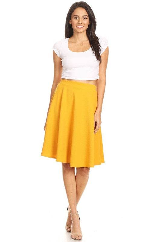 Solid high waisted A-line knee length skirt - Shop Style & More | Fresh Looks, Everyday Deals & Free Shipping
