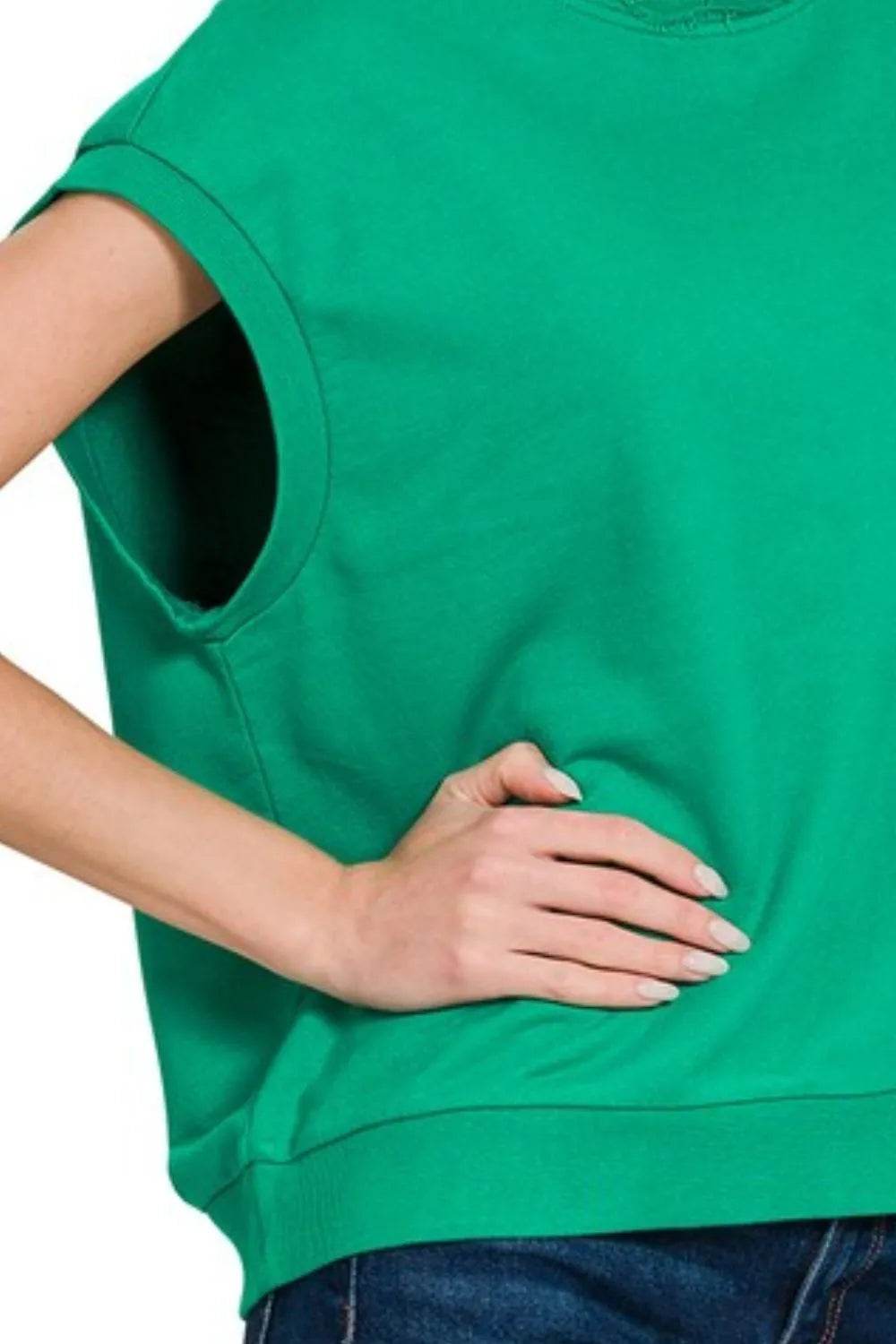 Zenana French Terry Round Neck Cap Sleeve T-Shirt - Shop Style & More | Fresh Looks, Everyday Deals & Free Shipping