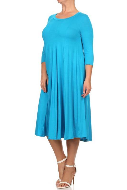 Solid, 3/4 sleeve midi dress - Shop Style & More | Fresh Looks, Everyday Deals & Free Shipping