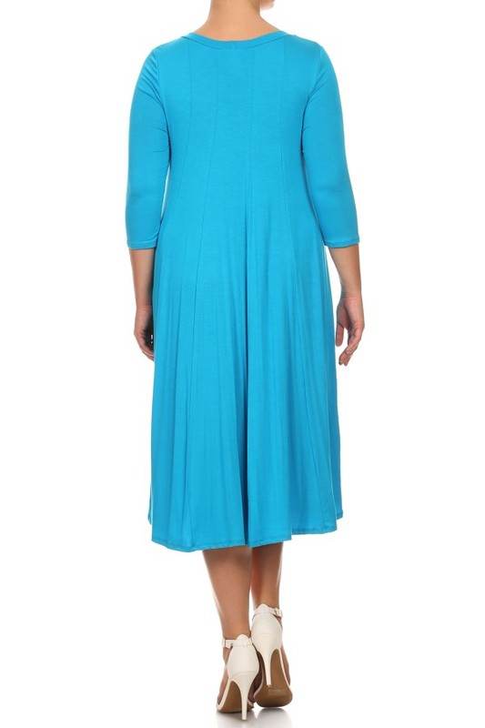 Solid, 3/4 sleeve midi dress - Shop Style & More | Fresh Looks, Everyday Deals & Free Shipping