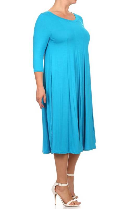 Solid, 3/4 sleeve midi dress - Shop Style & More | Fresh Looks, Everyday Deals & Free Shipping