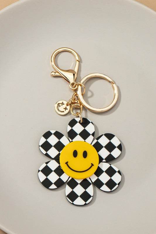 Big checker flower key chain with smiley face - Shop Style & More | Fresh Looks, Everyday Deals & Free Shipping