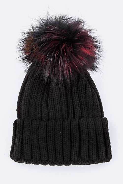 Mix Color EMMEZ Large Fur Pom Beanie - Shop Style & More | Fresh Looks, Everyday Deals & Free Shipping